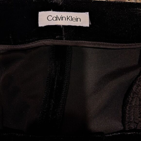 Calvin Klein High-Rise Black Velvet Casual Trouser Dress Pants Womens Plus Sz 18 - Picture 2 of 10